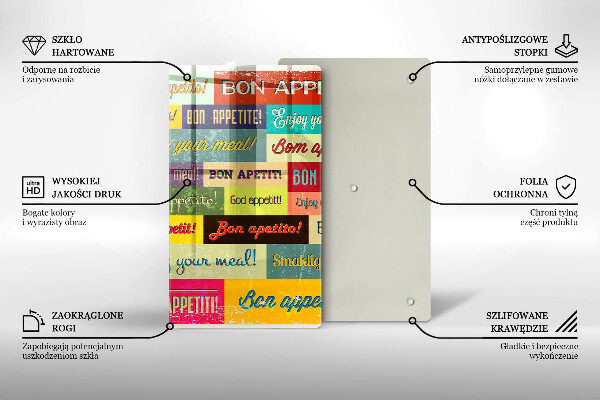 Deska kuchenna Napisy Smacznego języki