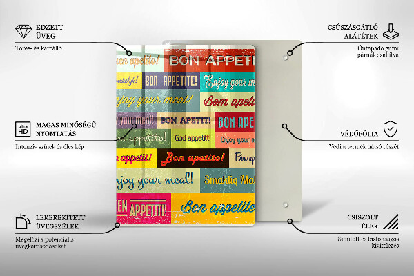 Deska kuchenna Napisy Smacznego języki