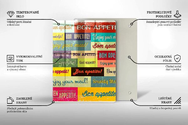 Deska kuchenna Napisy Smacznego języki