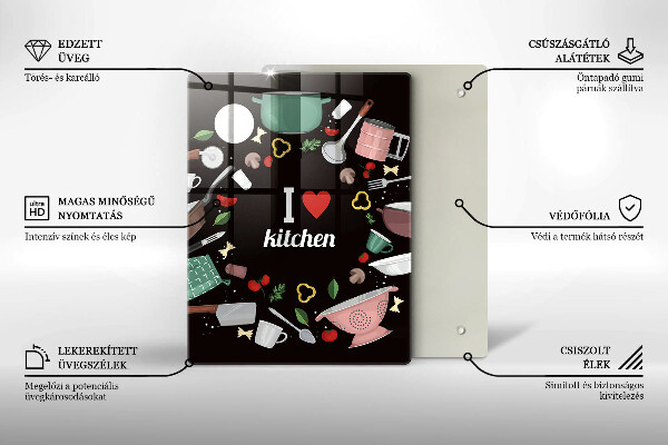 Deska kuchenna Ilustracja I love kitchen