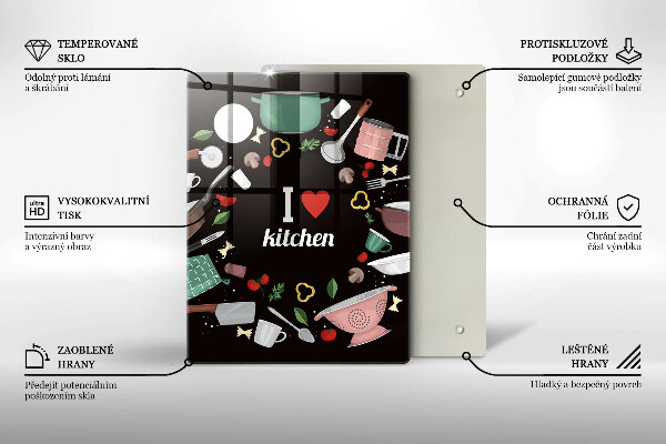 Deska kuchenna Ilustracja I love kitchen