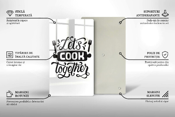 Deska kuchenna Napis Let's cook together