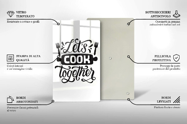 Deska kuchenna Napis Let's cook together