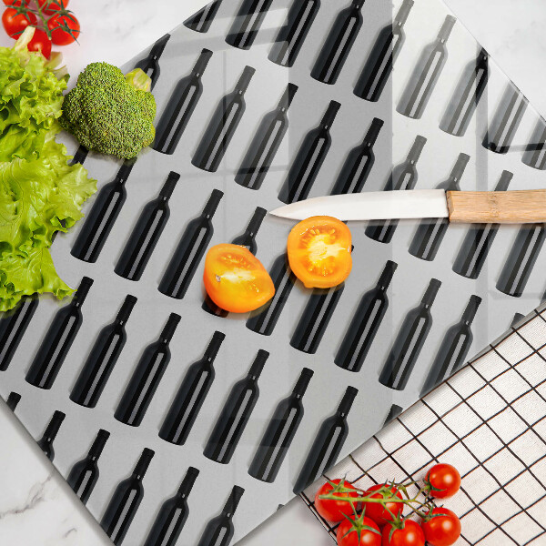 Deska kuchenna Czarne butelki wina