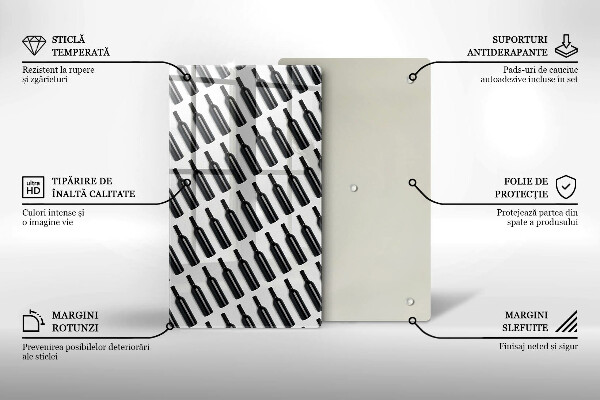 Deska kuchenna Czarne butelki wina