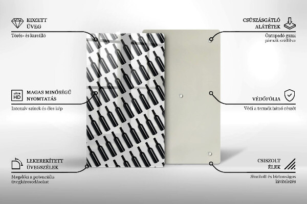 Deska kuchenna Czarne butelki wina