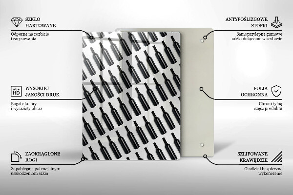 Deska kuchenna Czarne butelki wina