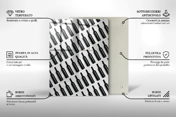 Deska kuchenna Czarne butelki wina