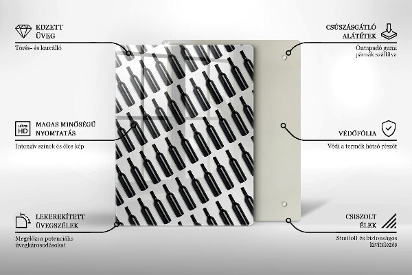 Deska kuchenna Czarne butelki wina