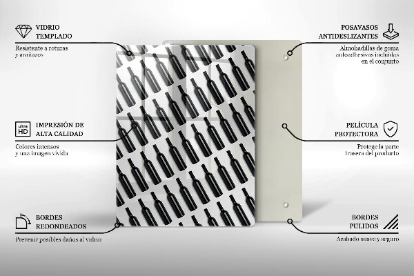 Deska kuchenna Czarne butelki wina