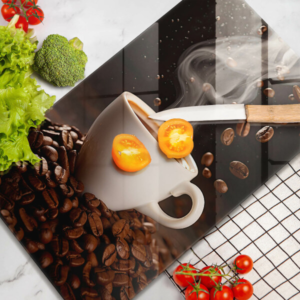 Deska kuchenna Gorąca filiżanka kawy