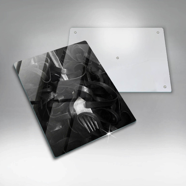 Deska kuchenna Czarny makaron i widelec