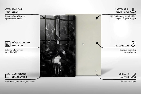 Deska kuchenna Czarny makaron i widelec