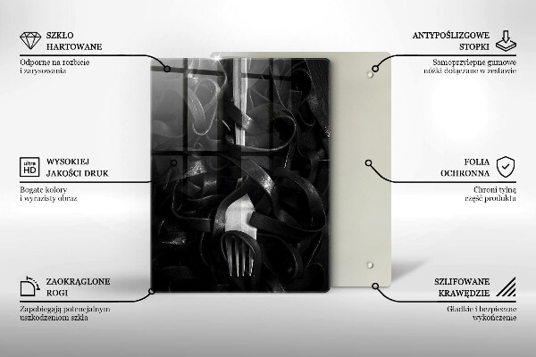 Deska kuchenna Czarny makaron i widelec