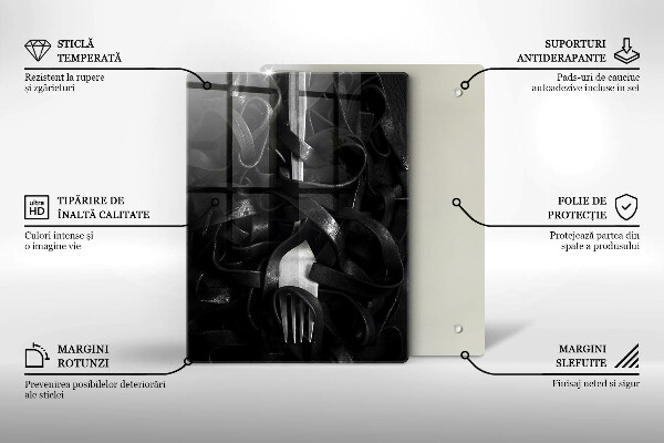 Deska kuchenna Czarny makaron i widelec