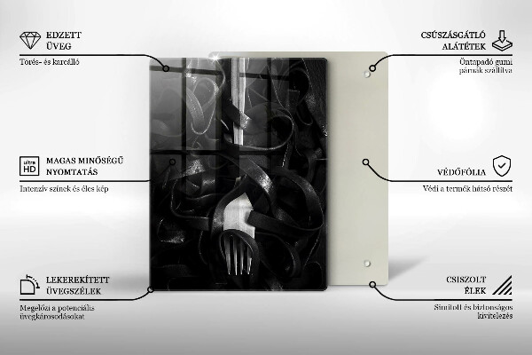Deska kuchenna Czarny makaron i widelec