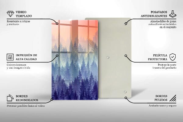 Deska kuchenna Las o zachodzie słońca