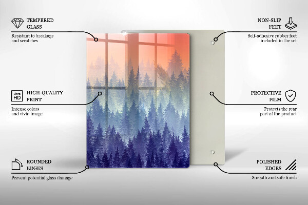 Deska kuchenna Las o zachodzie słońca