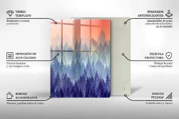 Deska kuchenna Las o zachodzie słońca