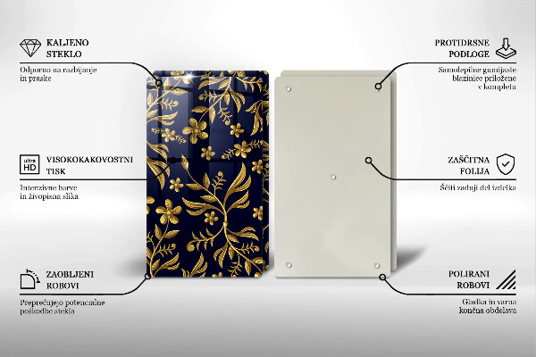 Deska do krojenia Złoty motyw kwiatów