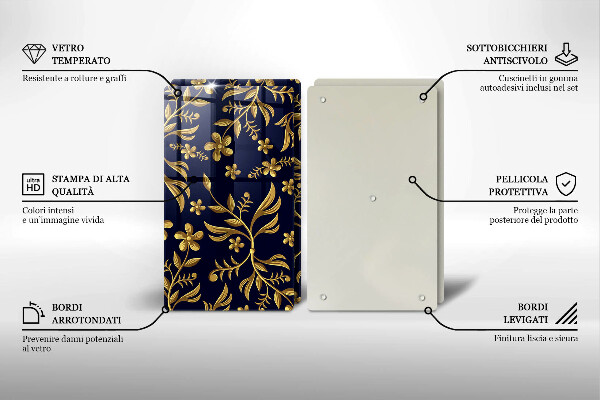 Deska do krojenia Złoty motyw kwiatów