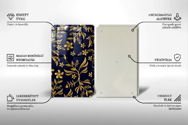 Deska do krojenia Złoty motyw kwiatów