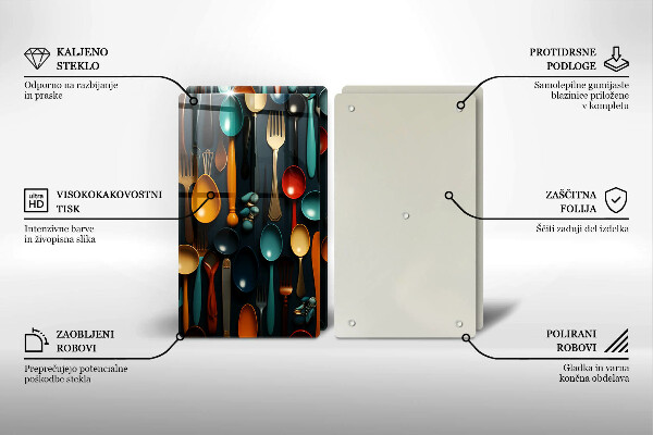 Deska do krojenia Kolorowe łyżki i widelce