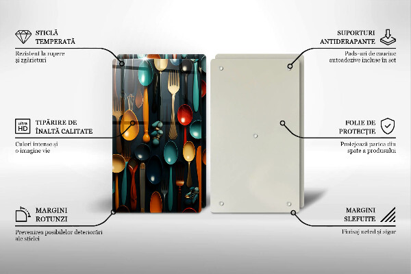 Deska do krojenia Kolorowe łyżki i widelce