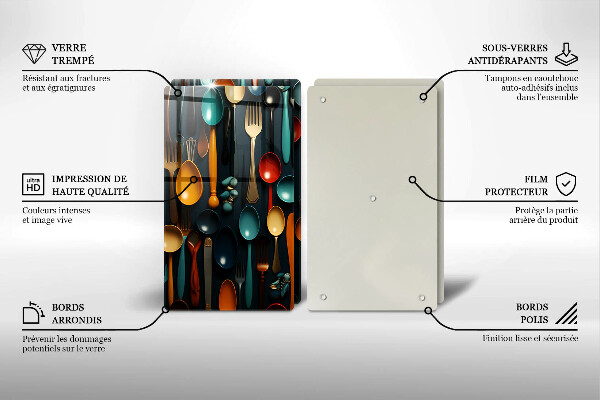 Deska do krojenia Kolorowe łyżki i widelce