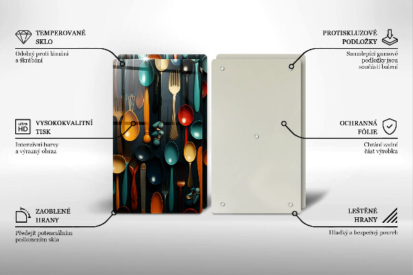 Deska do krojenia Kolorowe łyżki i widelce