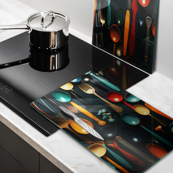 Deska do krojenia Kolorowe łyżki i widelce