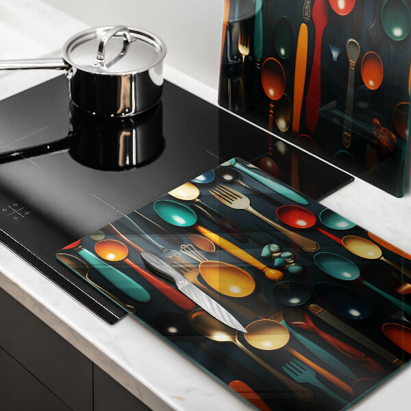 Deska do krojenia Kolorowe łyżki i widelce