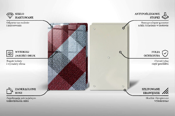 Deska do krojenia Czerwono biała krata