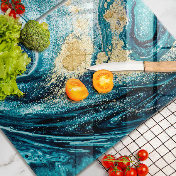 Deska do krojenia Błękitna abstrakcja złoto