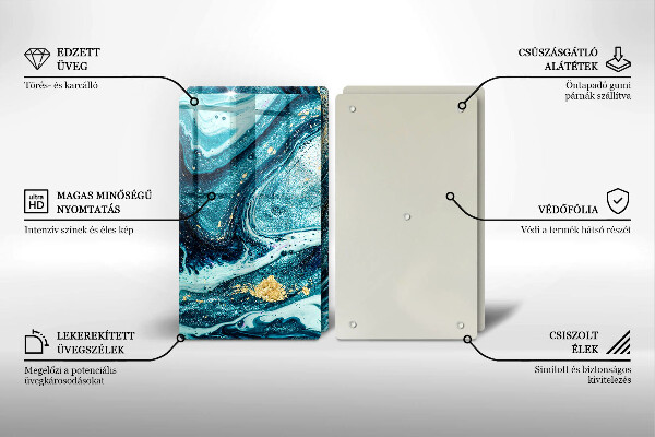 Deska do krojenia Błękitna abstrakcja złoto