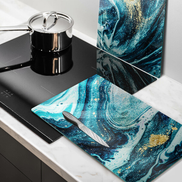 Deska do krojenia Błękitna abstrakcja złoto