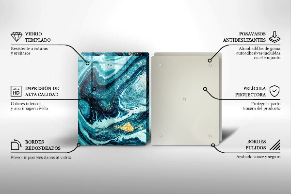 Deska do krojenia Błękitna abstrakcja złoto