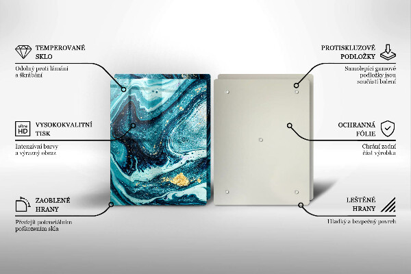 Deska do krojenia Błękitna abstrakcja złoto