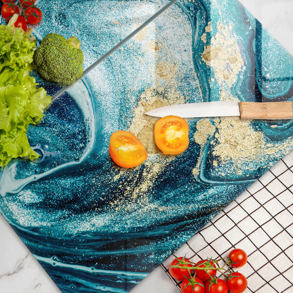 Deska do krojenia Błękitna abstrakcja złoto