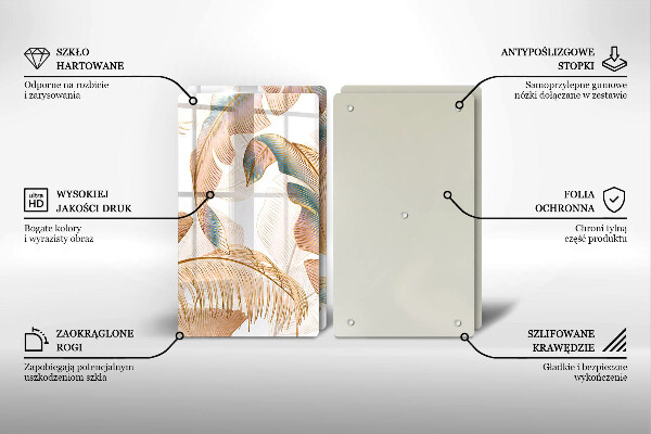 Deska do krojenia Boho pióra i liście