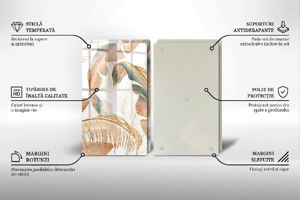 Deska do krojenia Boho pióra i liście