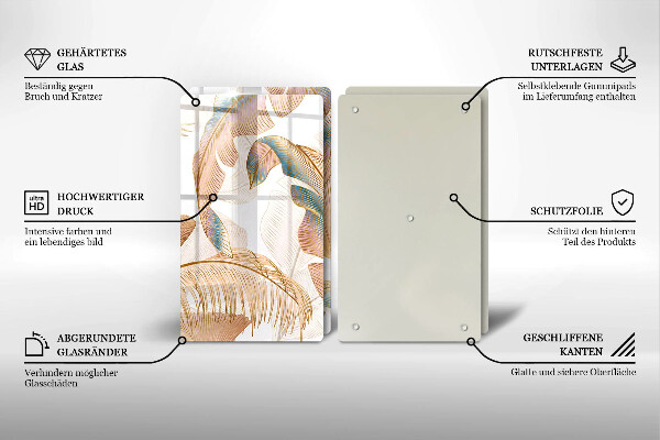 Deska do krojenia Boho pióra i liście