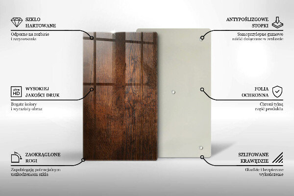 Deska kuchenna szklana Ciemne drewno deska