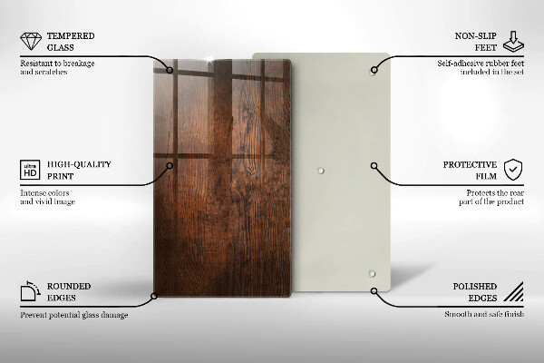 Deska kuchenna szklana Ciemne drewno deska