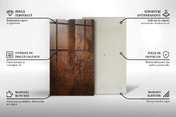 Deska kuchenna szklana Ciemne drewno deska