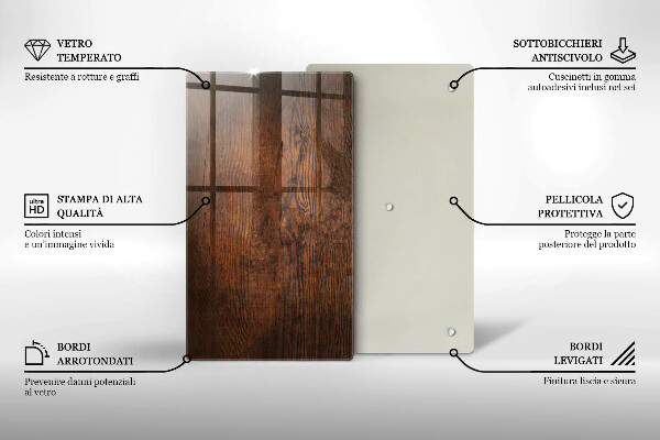 Deska kuchenna szklana Ciemne drewno deska