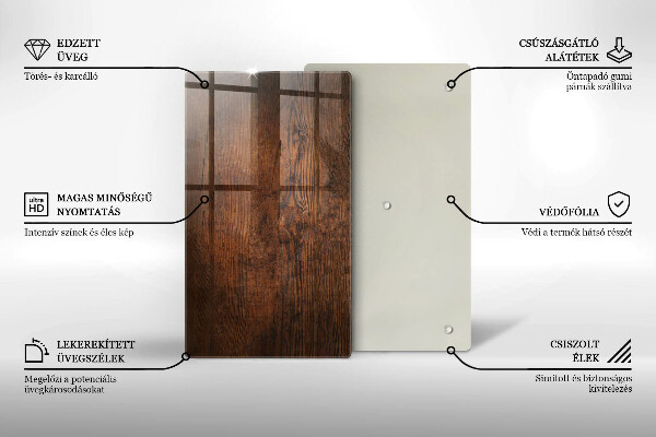 Deska kuchenna szklana Ciemne drewno deska