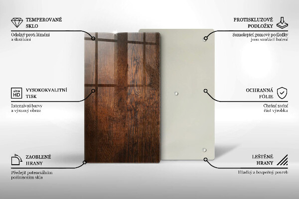 Deska kuchenna szklana Ciemne drewno deska