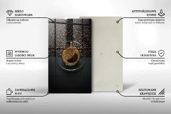 Deska kuchenna szklana Kawa i ziarna