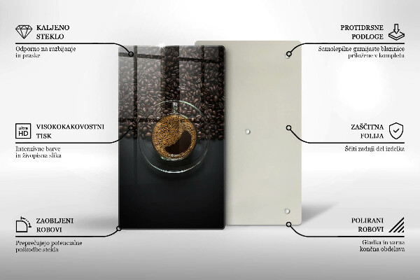 Deska kuchenna szklana Kawa i ziarna